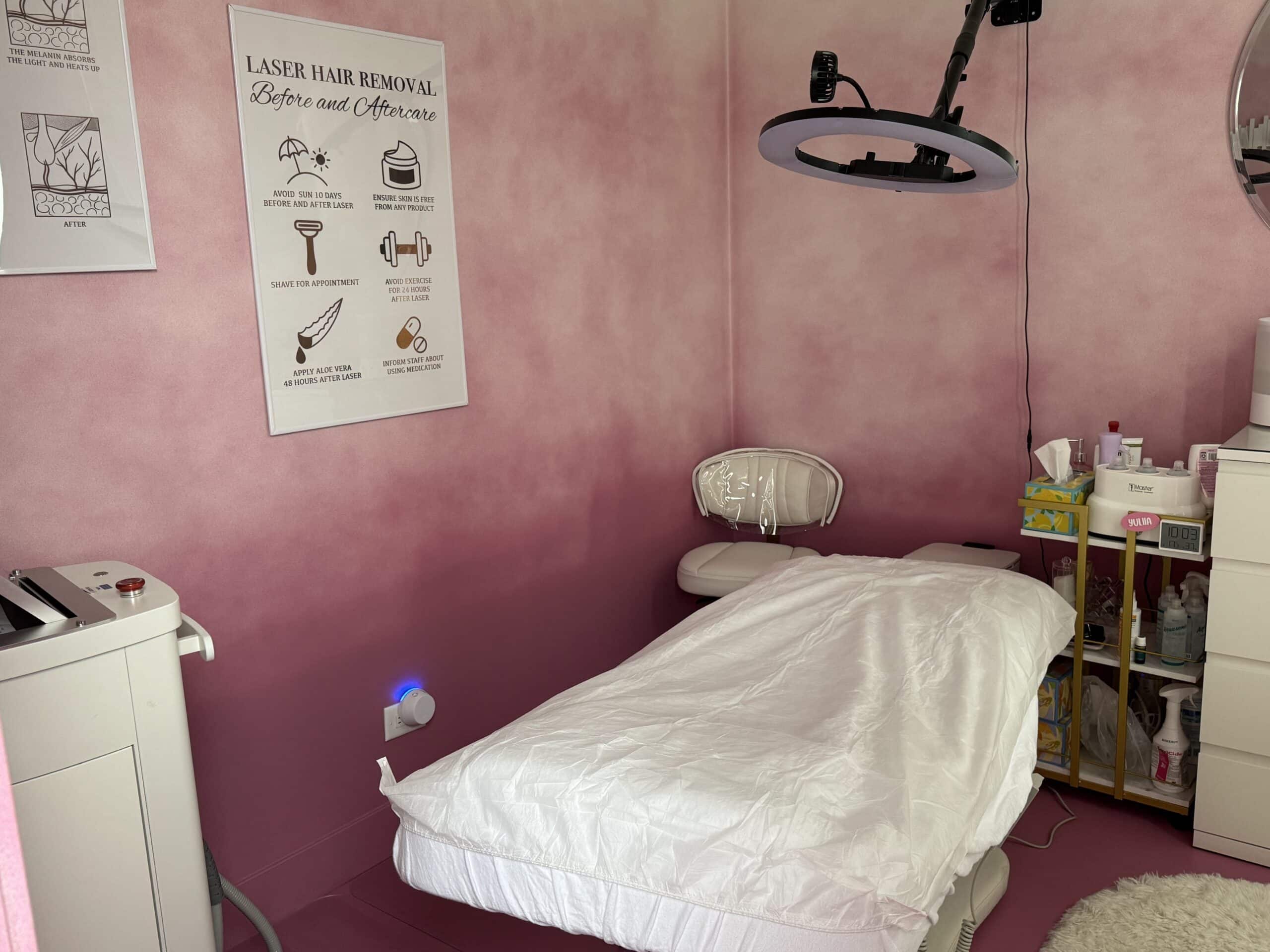 laser hair removal room at KV Beauty in Algonquin, Illinois